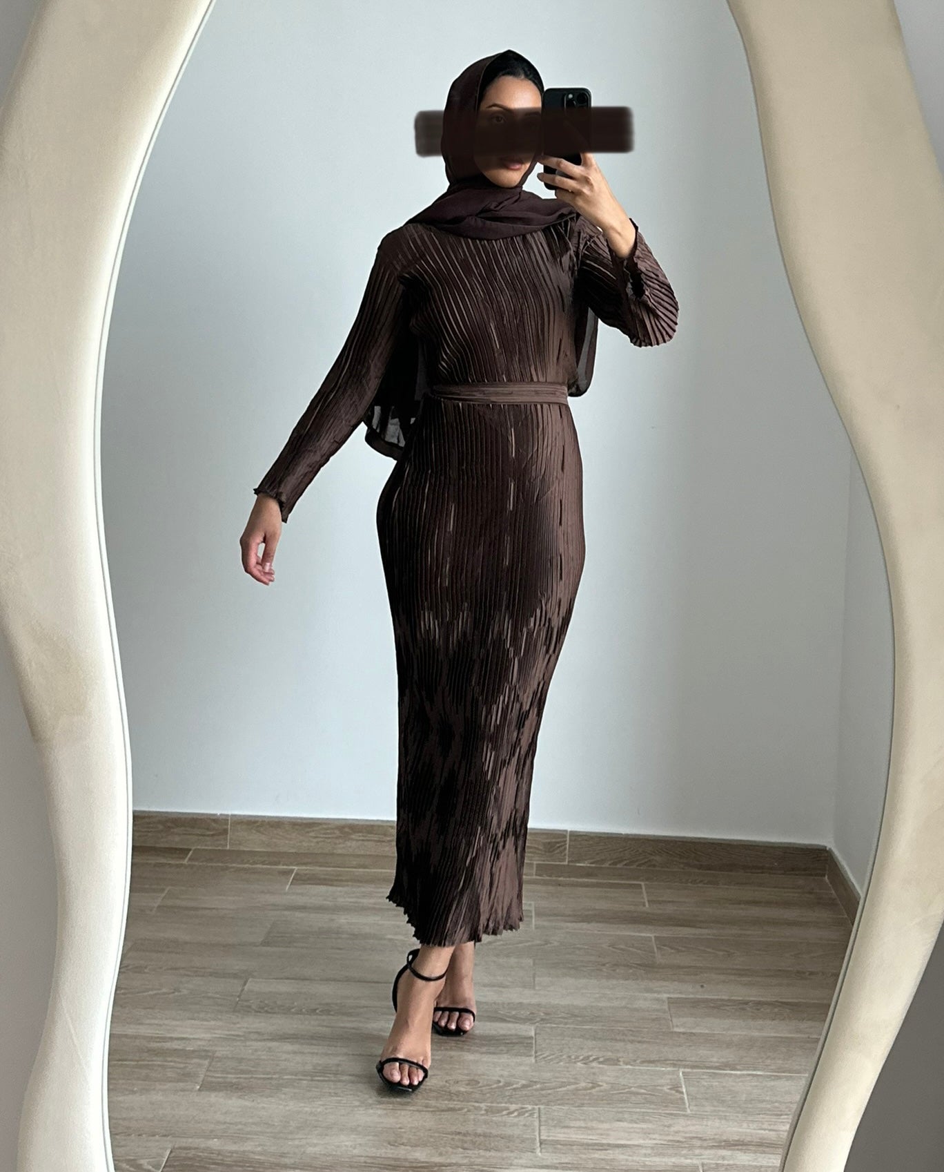 Pleated Dress - Brown