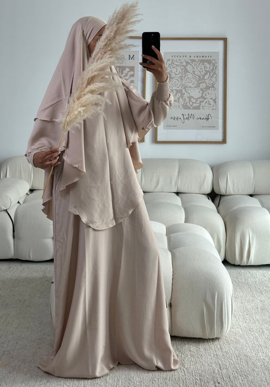 RTW Najwa Khimar Abaya Set - Soft Pearl