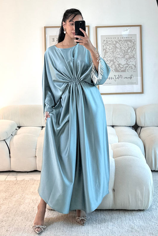 RTW Yusra Precious Metal kaftan - Tiffany Blue