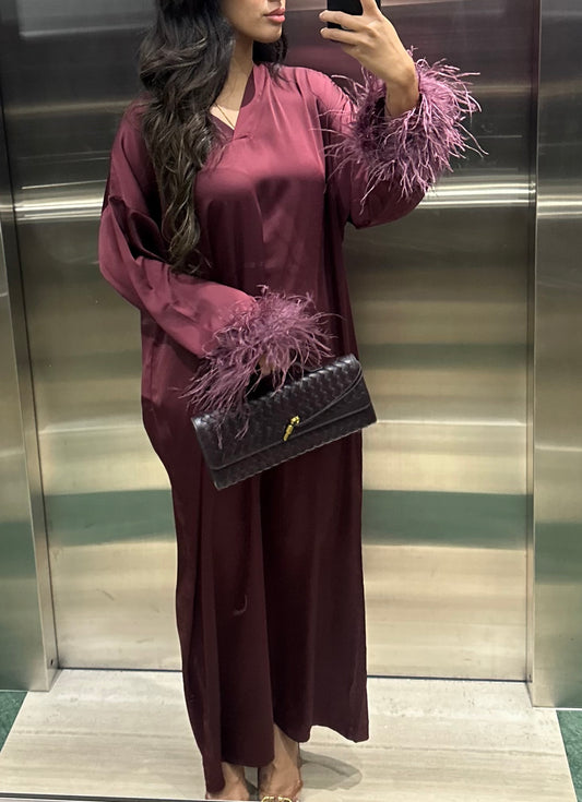 RTW Jamila Feather Kaftan - Burgundy