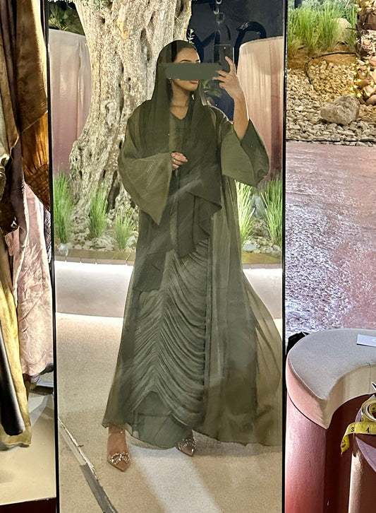 RTW Nour Abaya Set - Khaki green