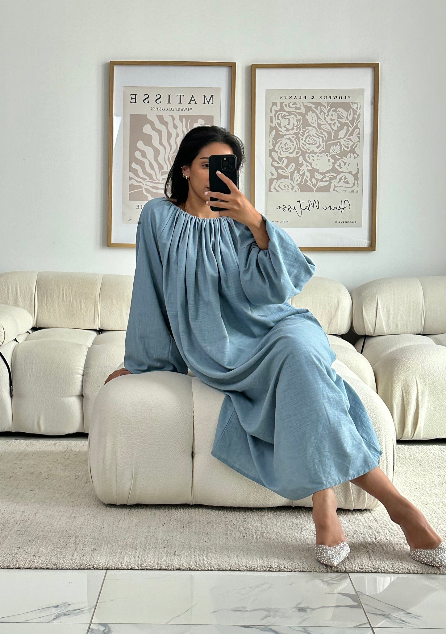 RTW Farah Linen Dress - Baby Blue