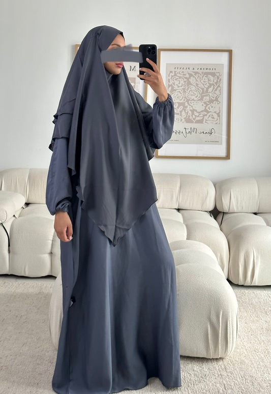 RTW Najwa Khimar Abaya Set - Grey Haze