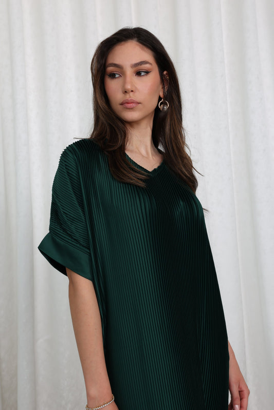 RTW Pari Pleated Dress - Forest Green