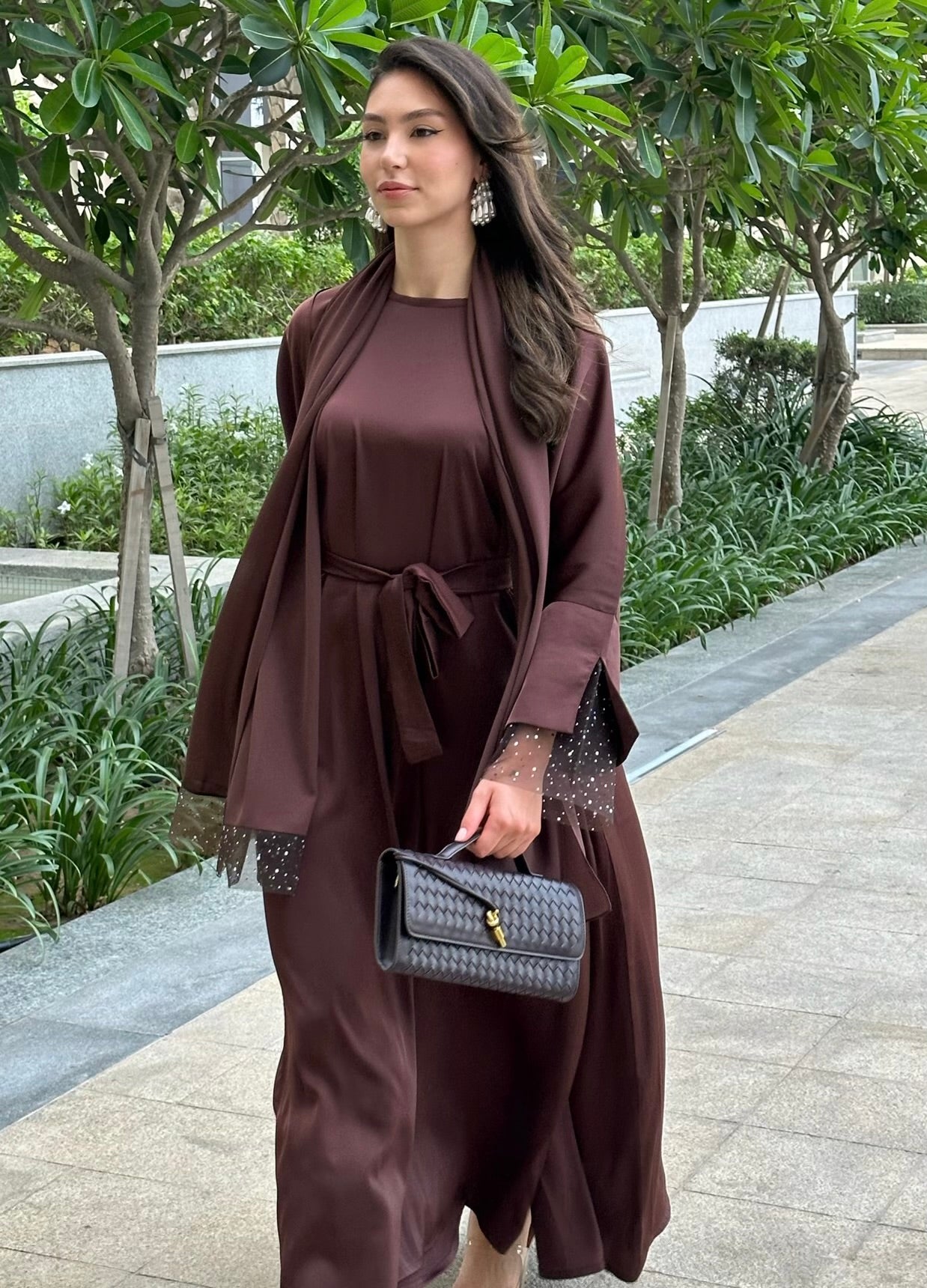 RTW Jawhara Abaya Set - Cocoa Bean