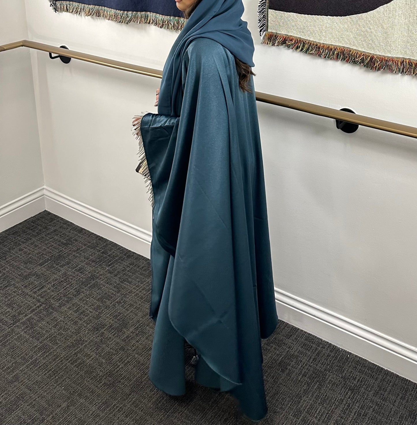 RTW Mona Beaded Fringe Abaya - Midnight Blue