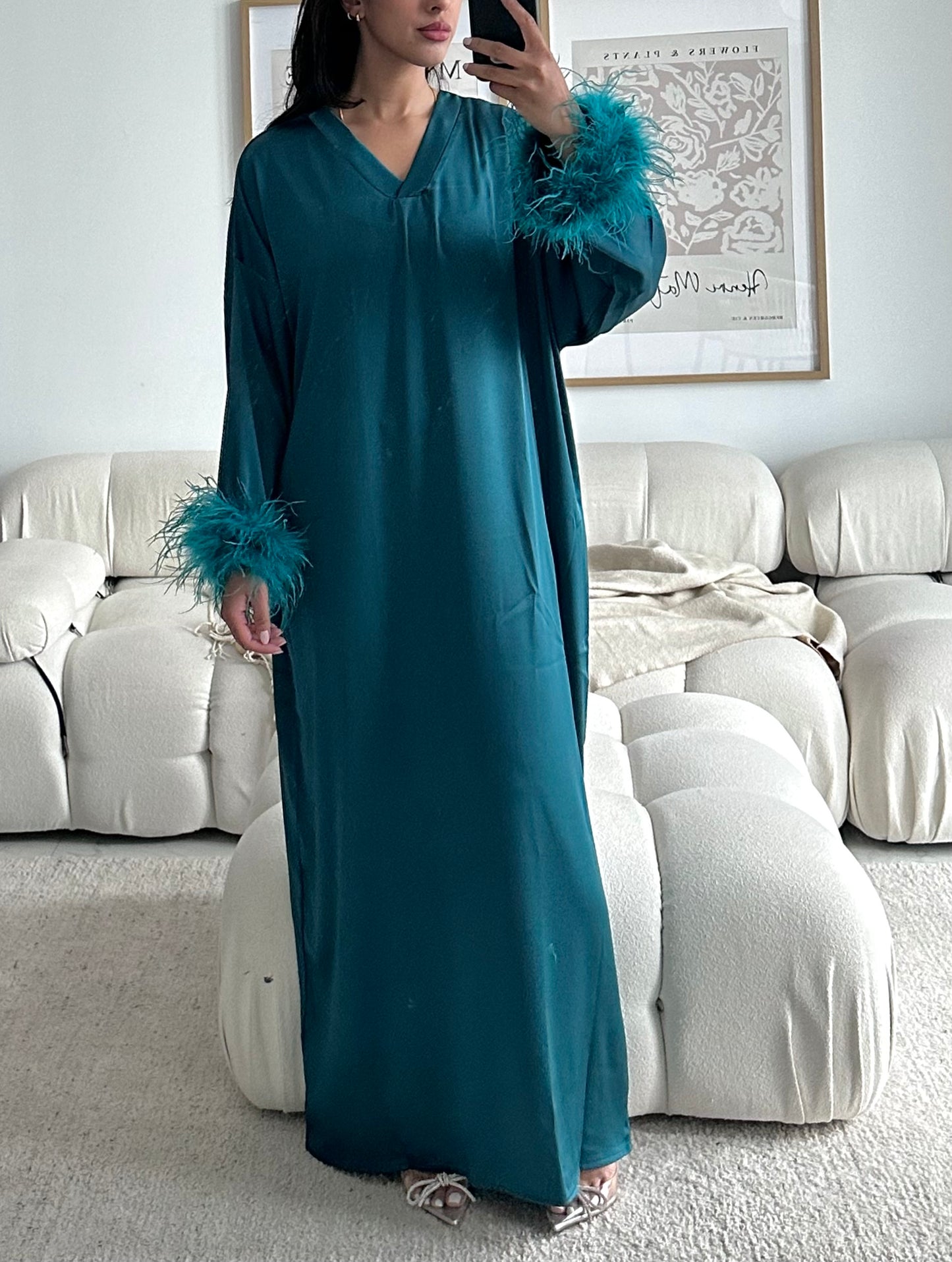 RTW Jamila Feather Kaftan - Teal