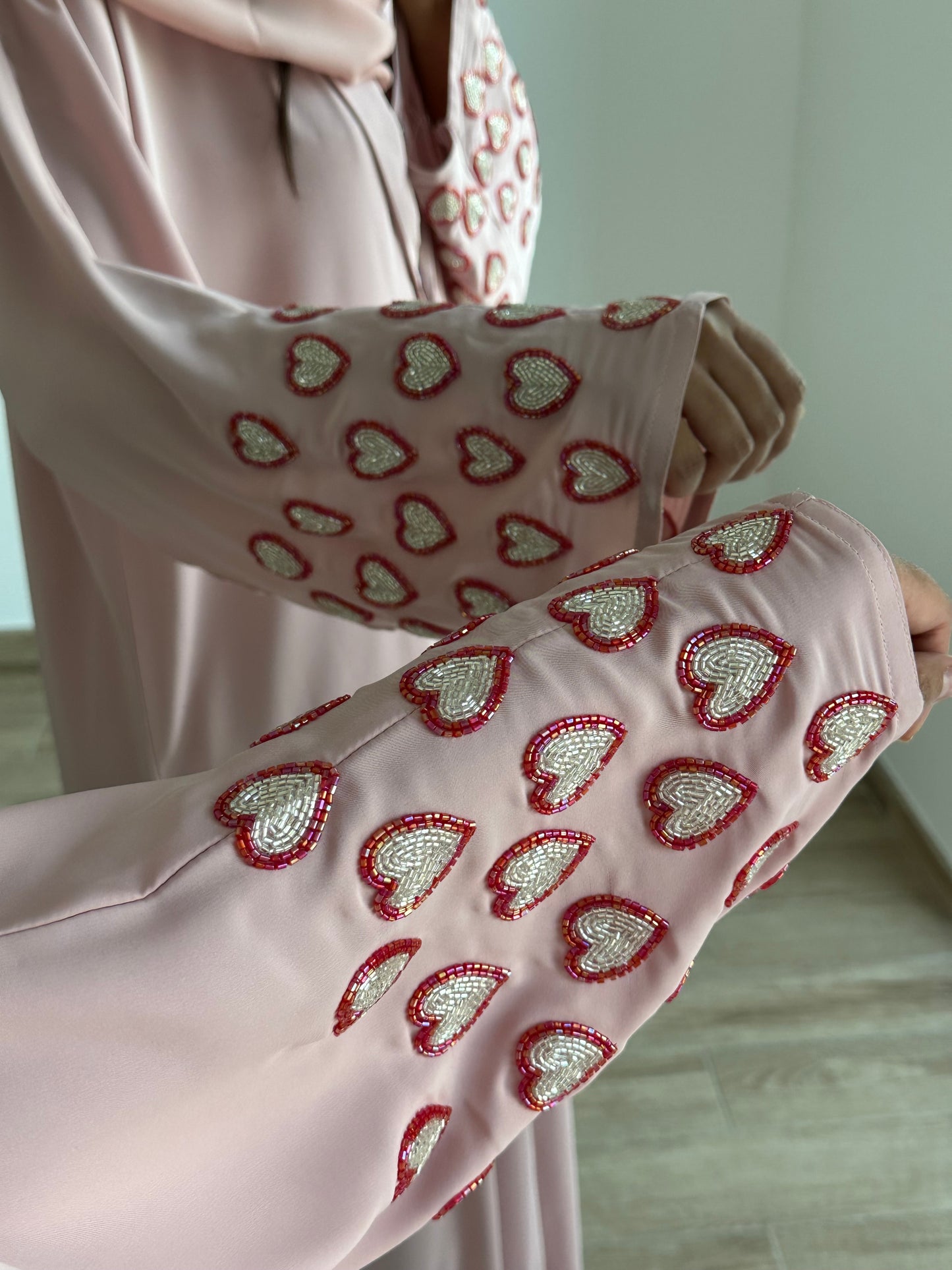 Heart On My Sleeve Abaya - Pink / Red