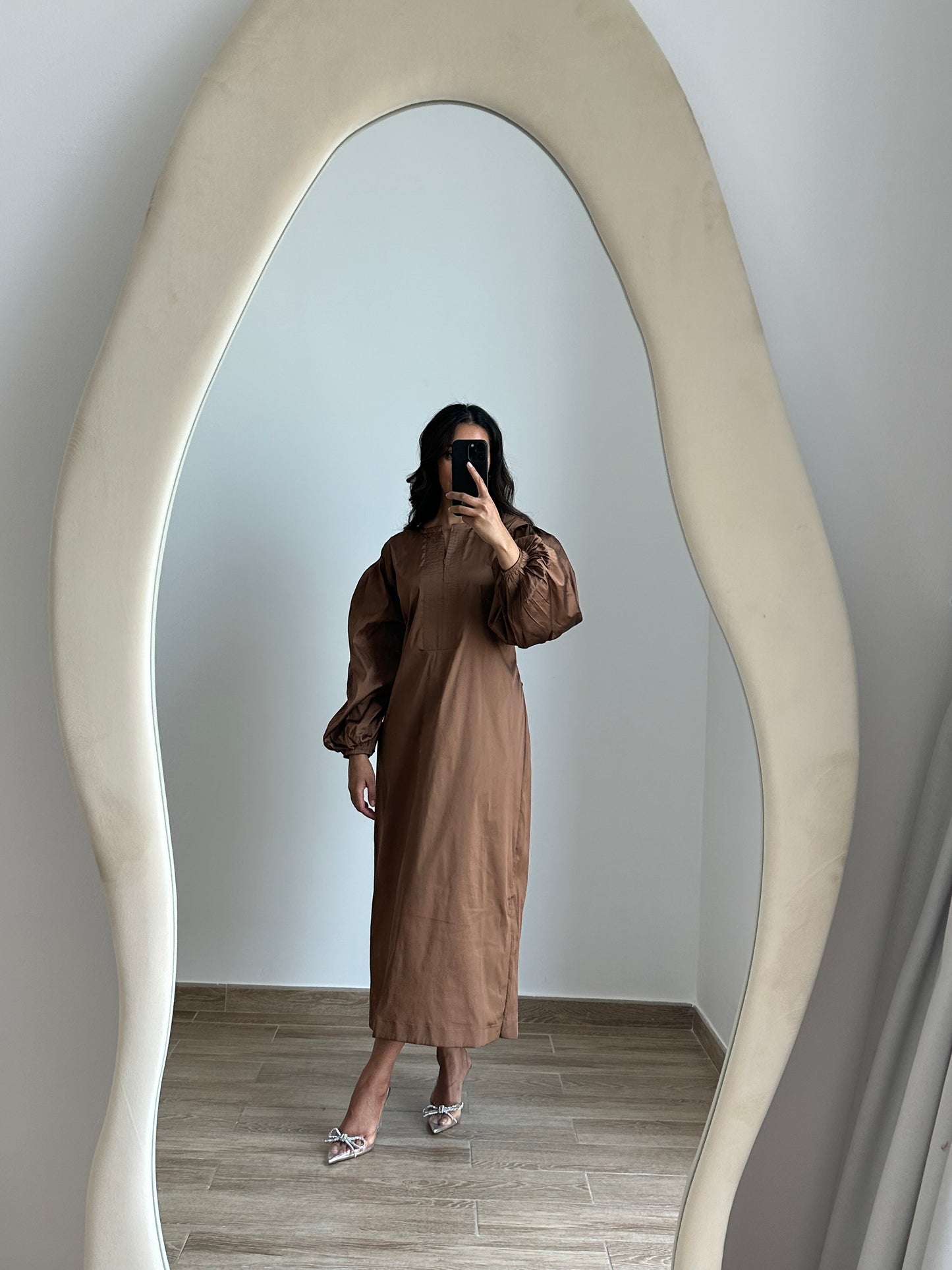 RTW Puff sleeve dress - brown