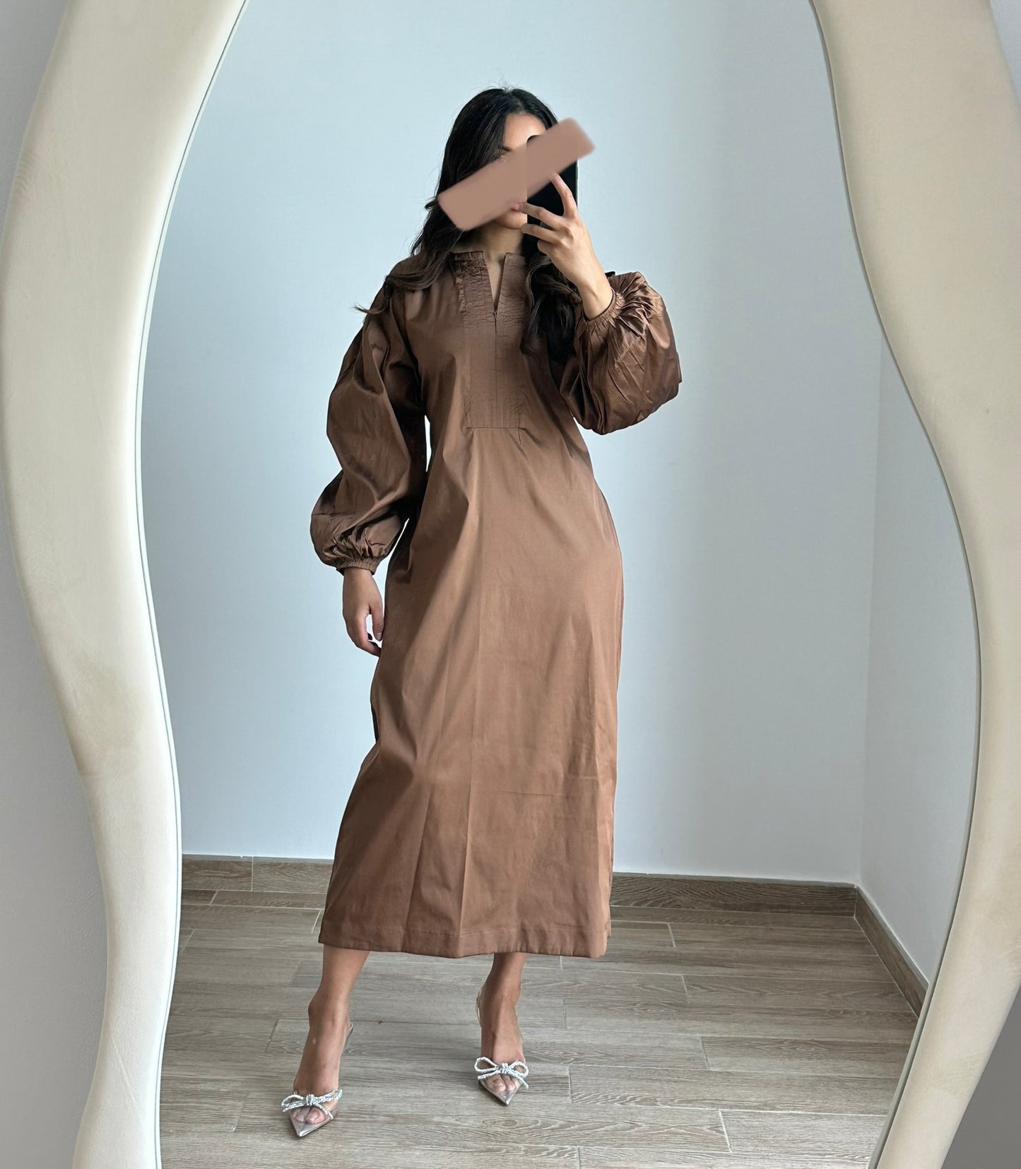 RTW Puff sleeve dress - brown