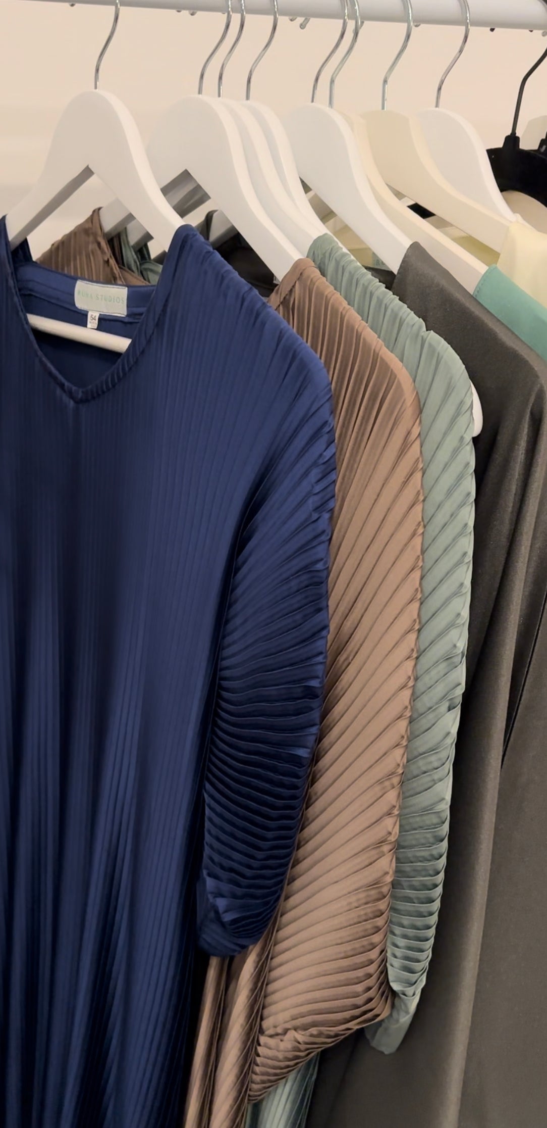 Pleated Dress 3/4 sleeves - Sage