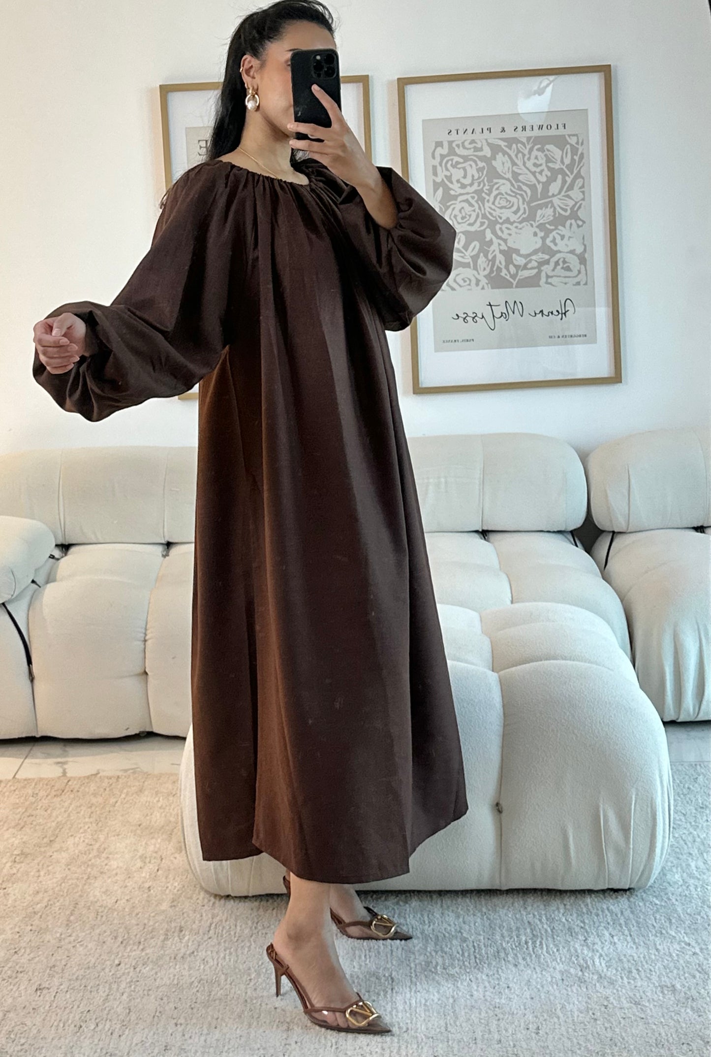 RTW Farah Linen Dress - Cocoa Brown