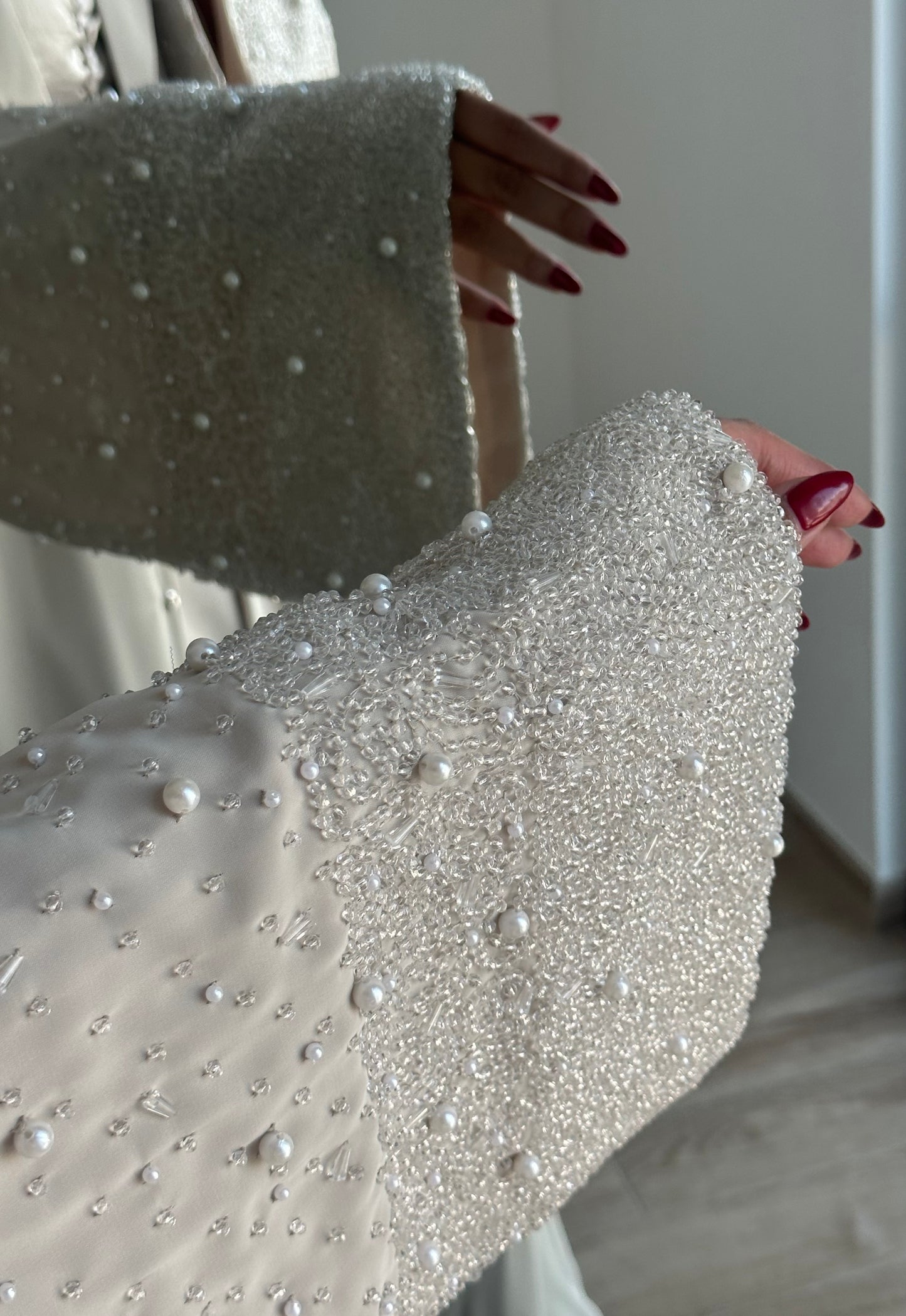 Pre-order Layla Beaded Blazer Abaya - Cream