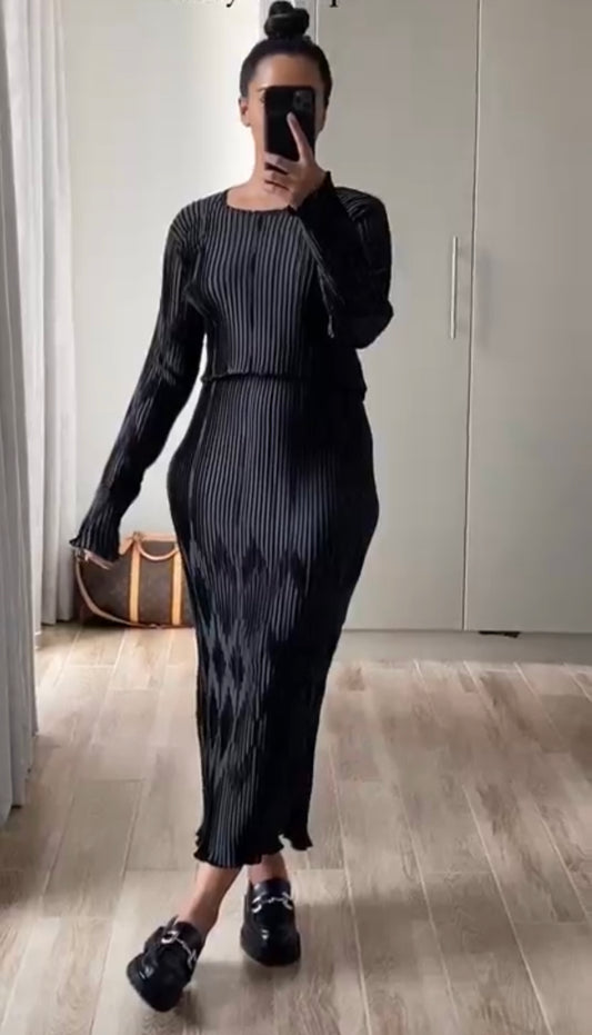 Pleated Dress - Black