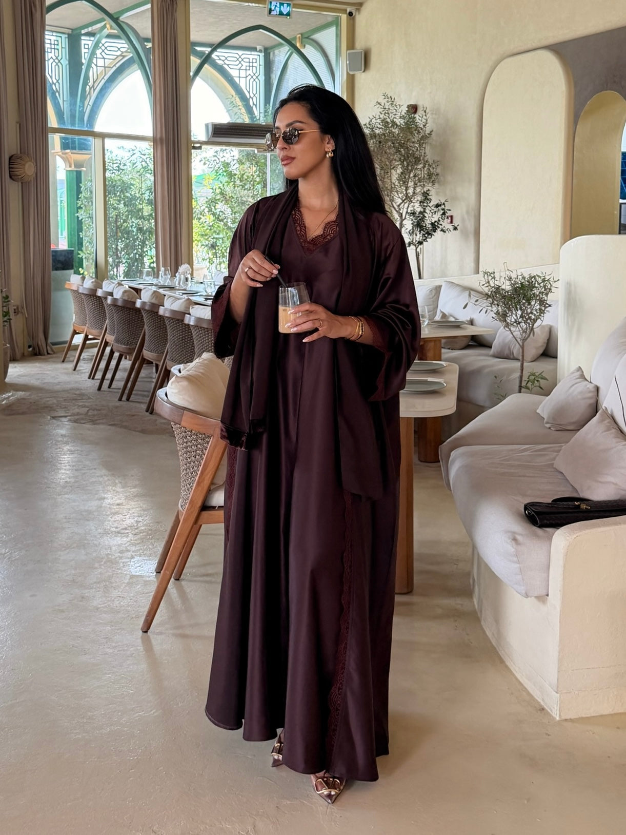 RTW Noreen Lace Abaya Set - Cocoa