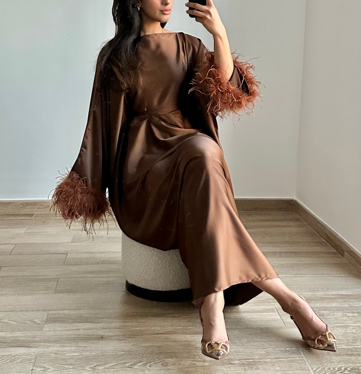 Pre-order Feather Kaftan - Brown