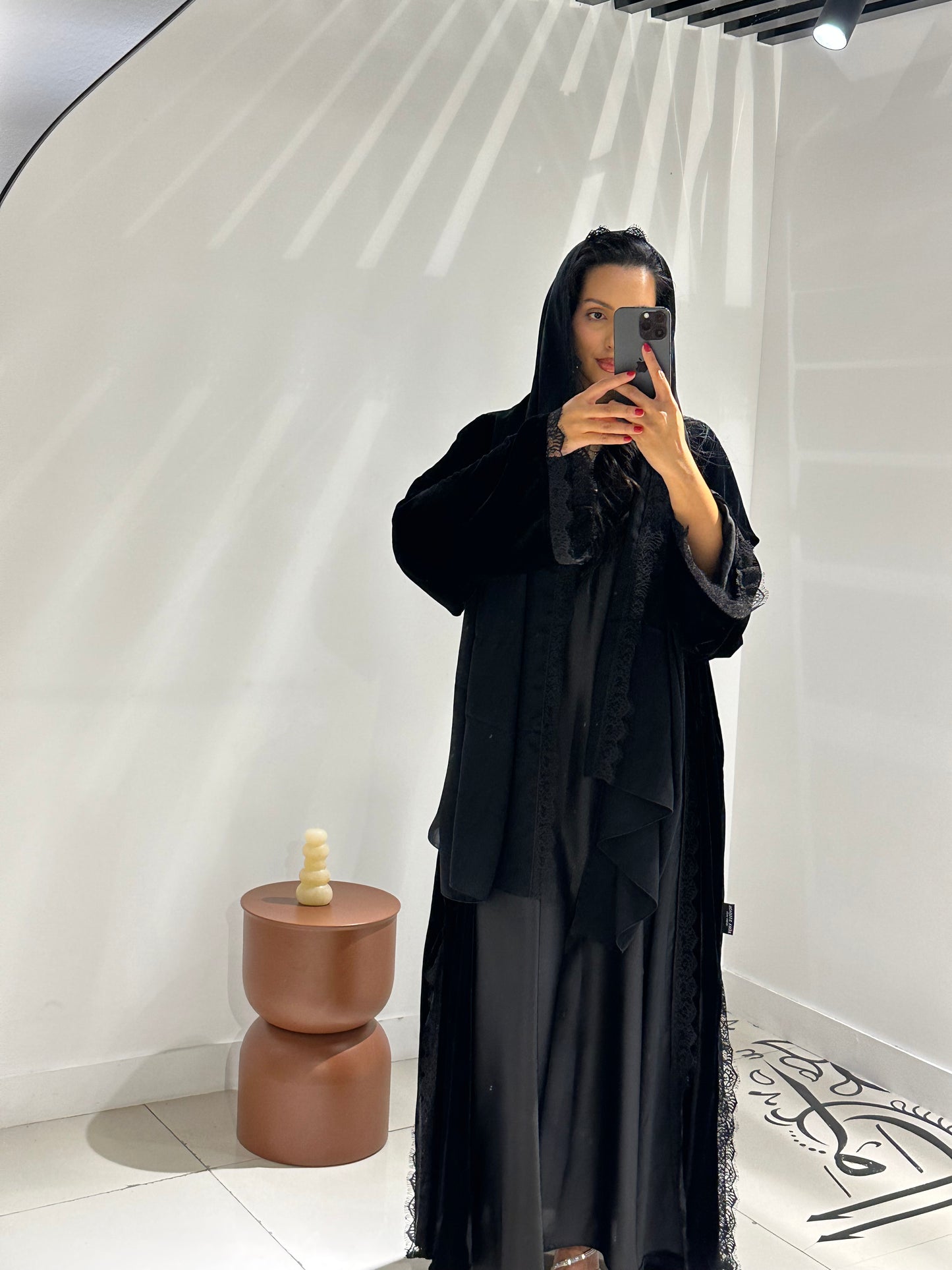 RTW Inayah Velvet Lace Abaya Set - Black