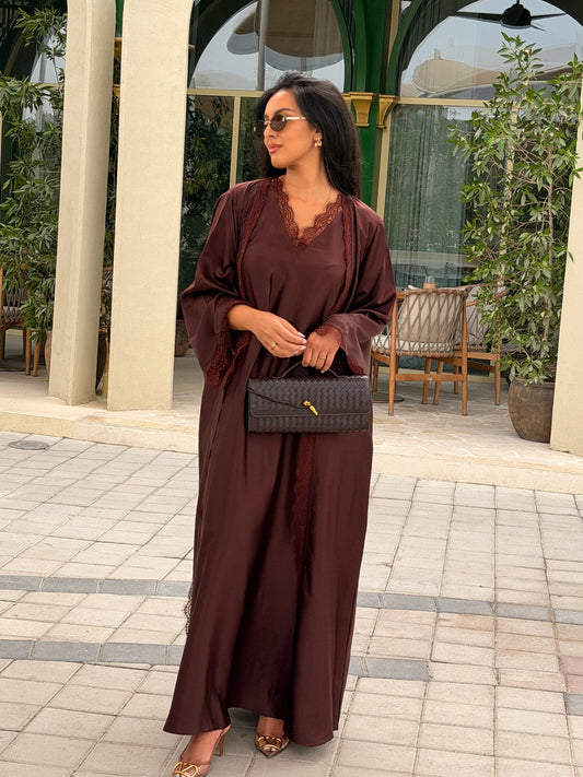 RTW Noreen Lace Abaya Set - Cocoa