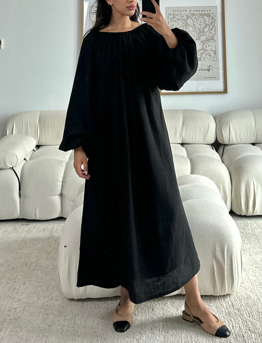 RTW Farah Linen Dress - Jet Black