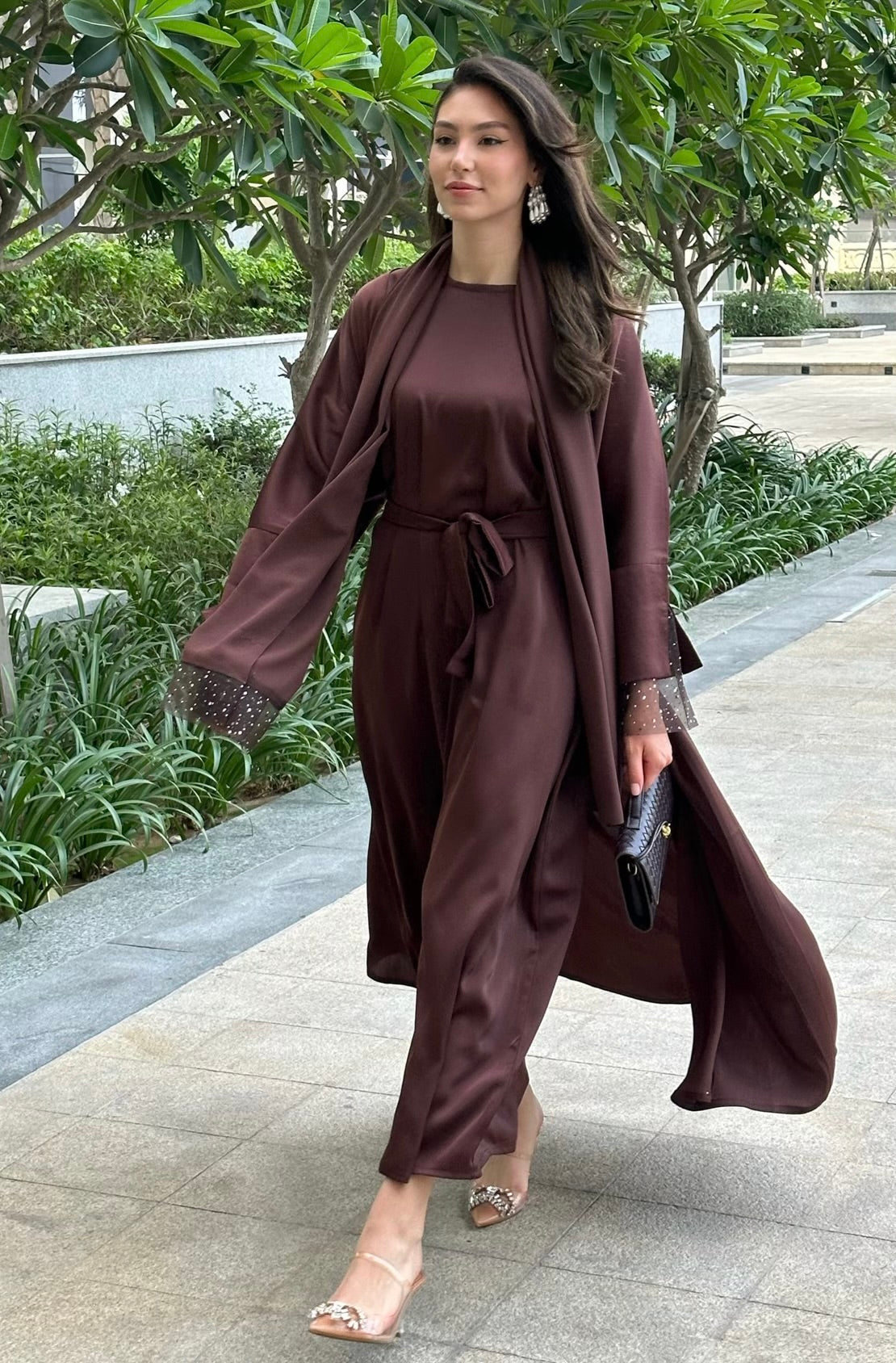 RTW Jawhara Abaya Set - Cocoa Bean