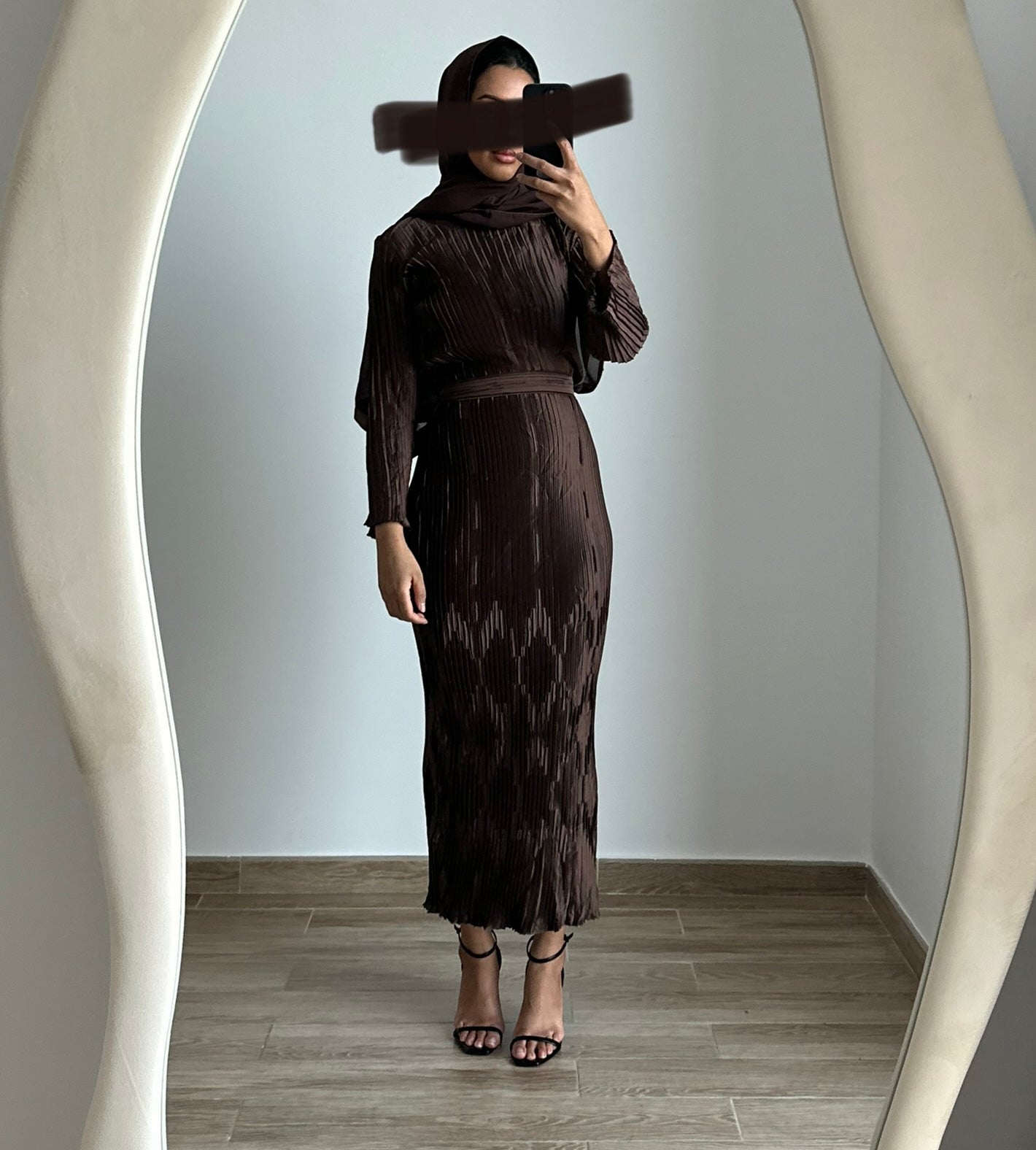 Pleated Dress - Brown