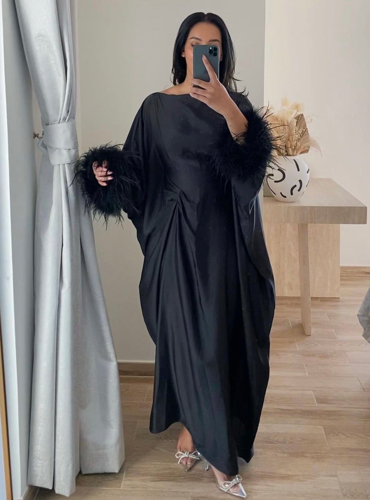 RTW Feather Kaftan - Black