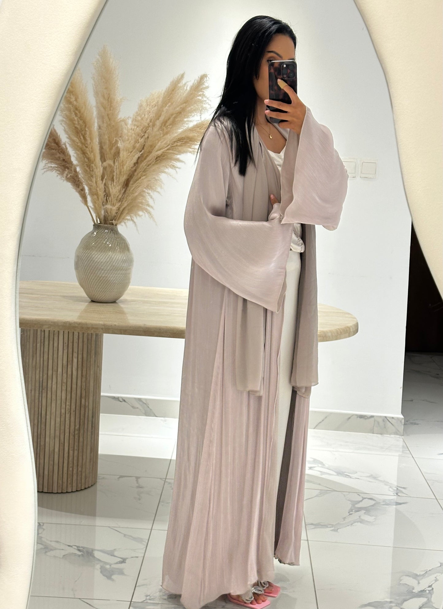 Nour Flare Sleeved Abaya - Blush