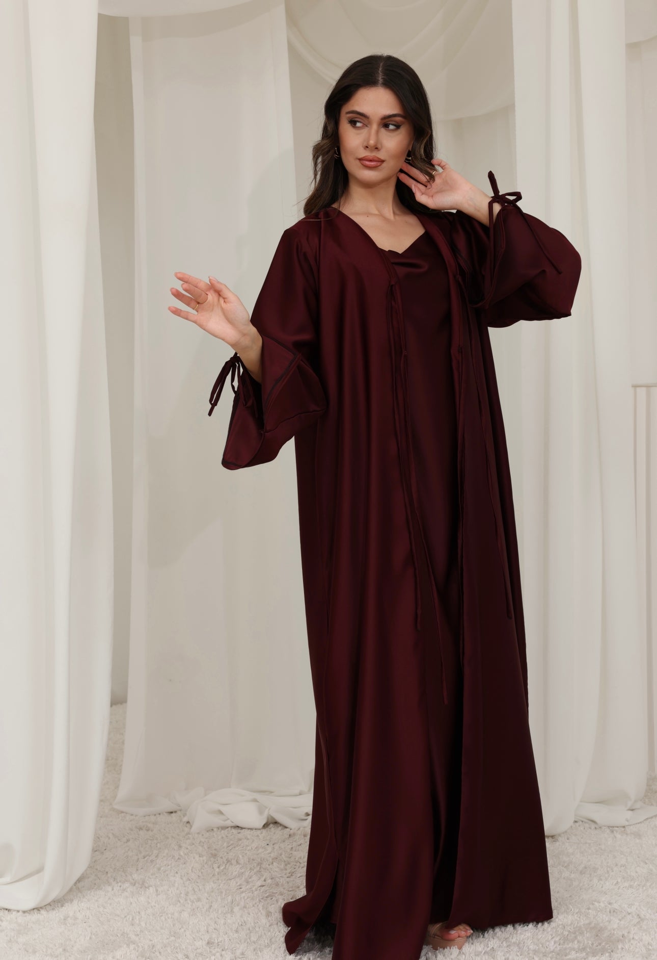 Pre Order Danya Abaya Set - Burgundy