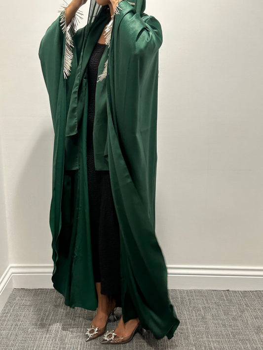 Pre order Mona Metal Abaya - Emerald Green