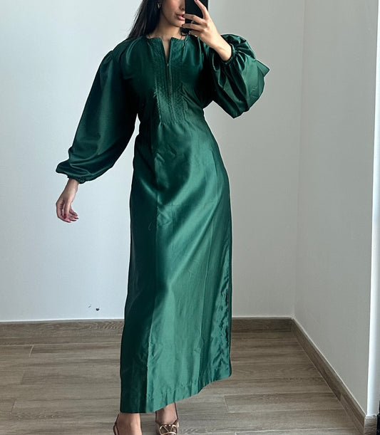 Pre Order Puff sleeve dress - Emerald Green