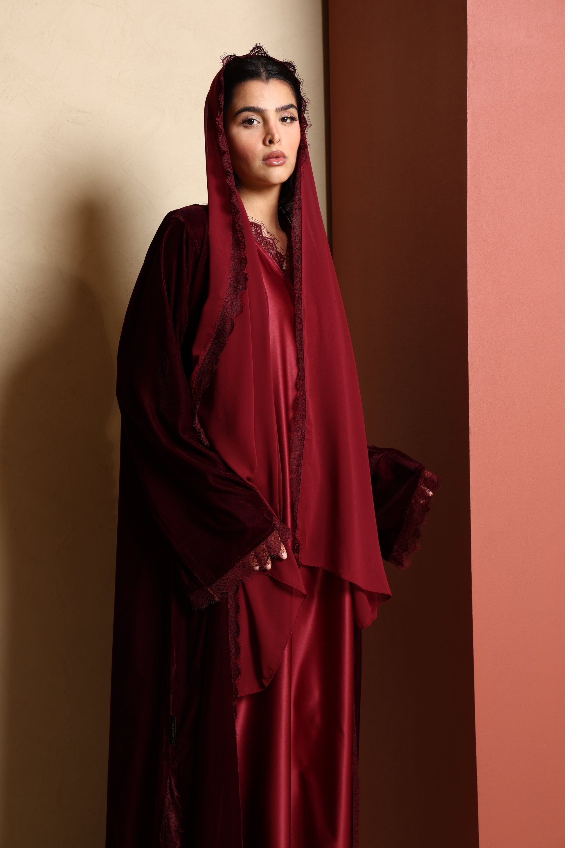 Inayah Velvet Lace Abaya Set