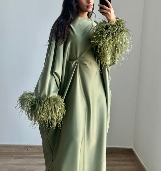 Pre-order Feather Kaftan - Sage Green