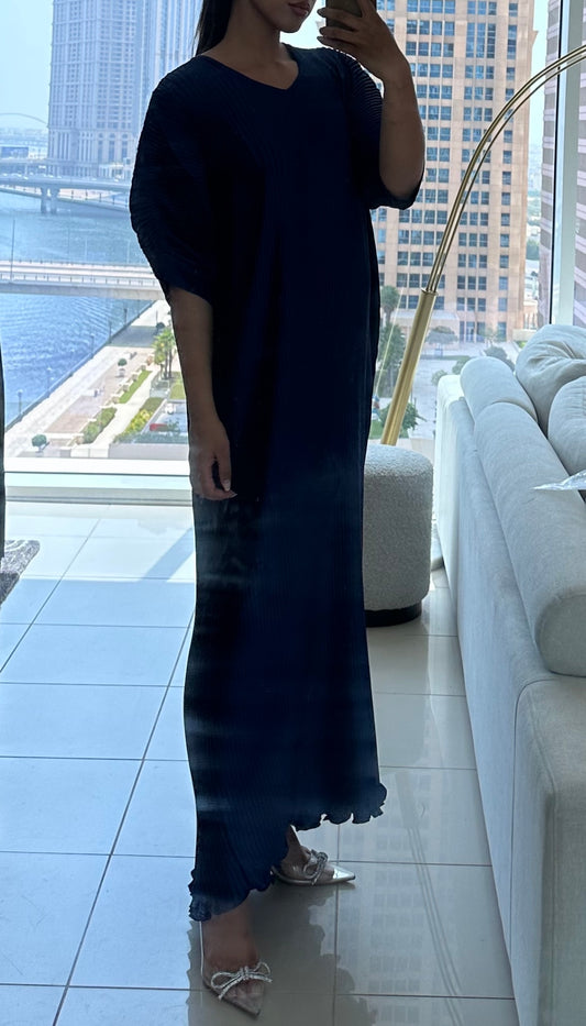 Pleated Dress 3/4 sleeves - Navy