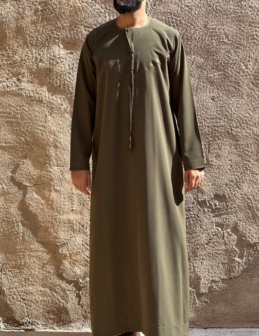 Premium Emirati Thobe - Khaki Green