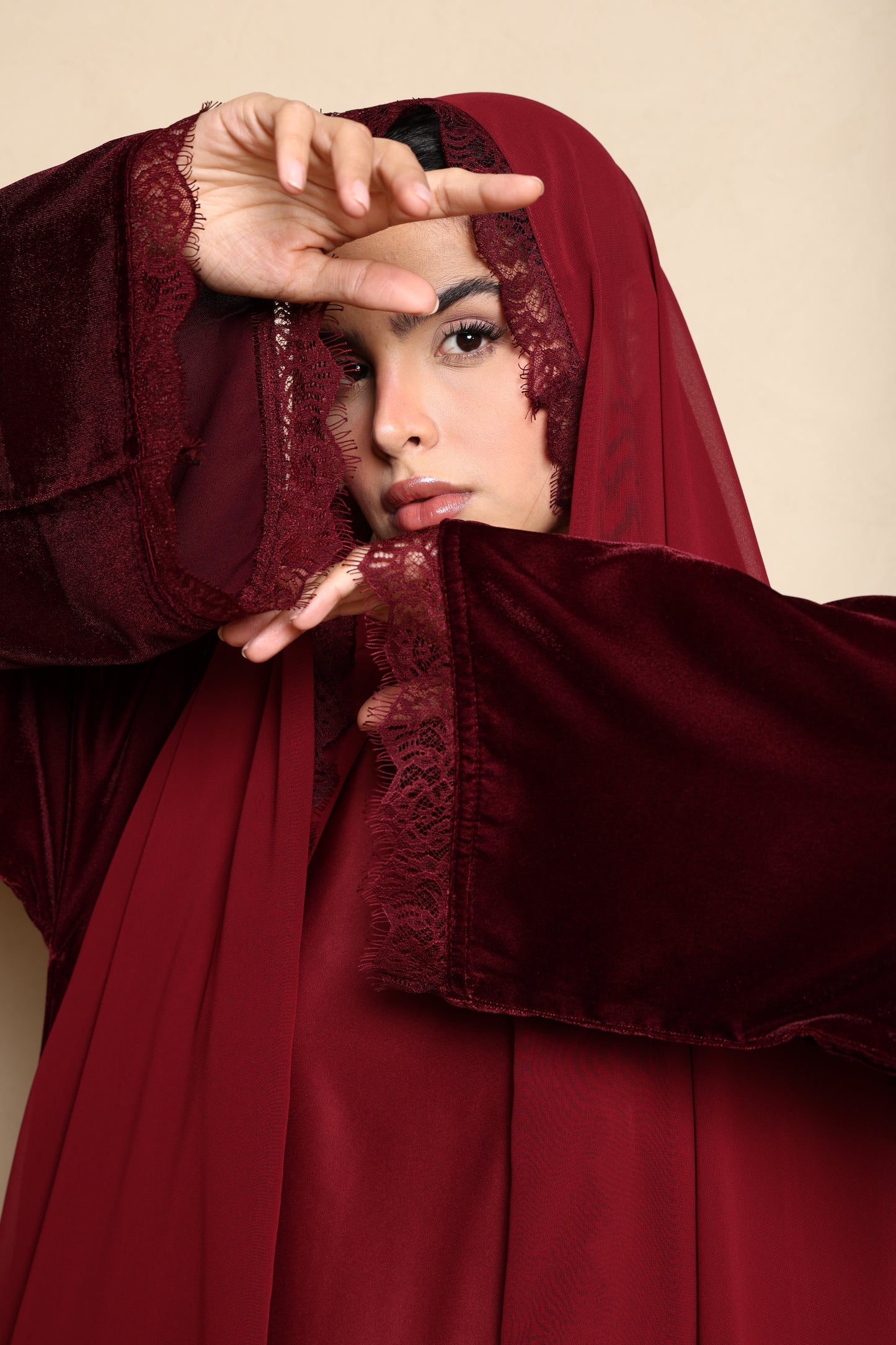 RTW Inayah Velvet Lace Abaya Set