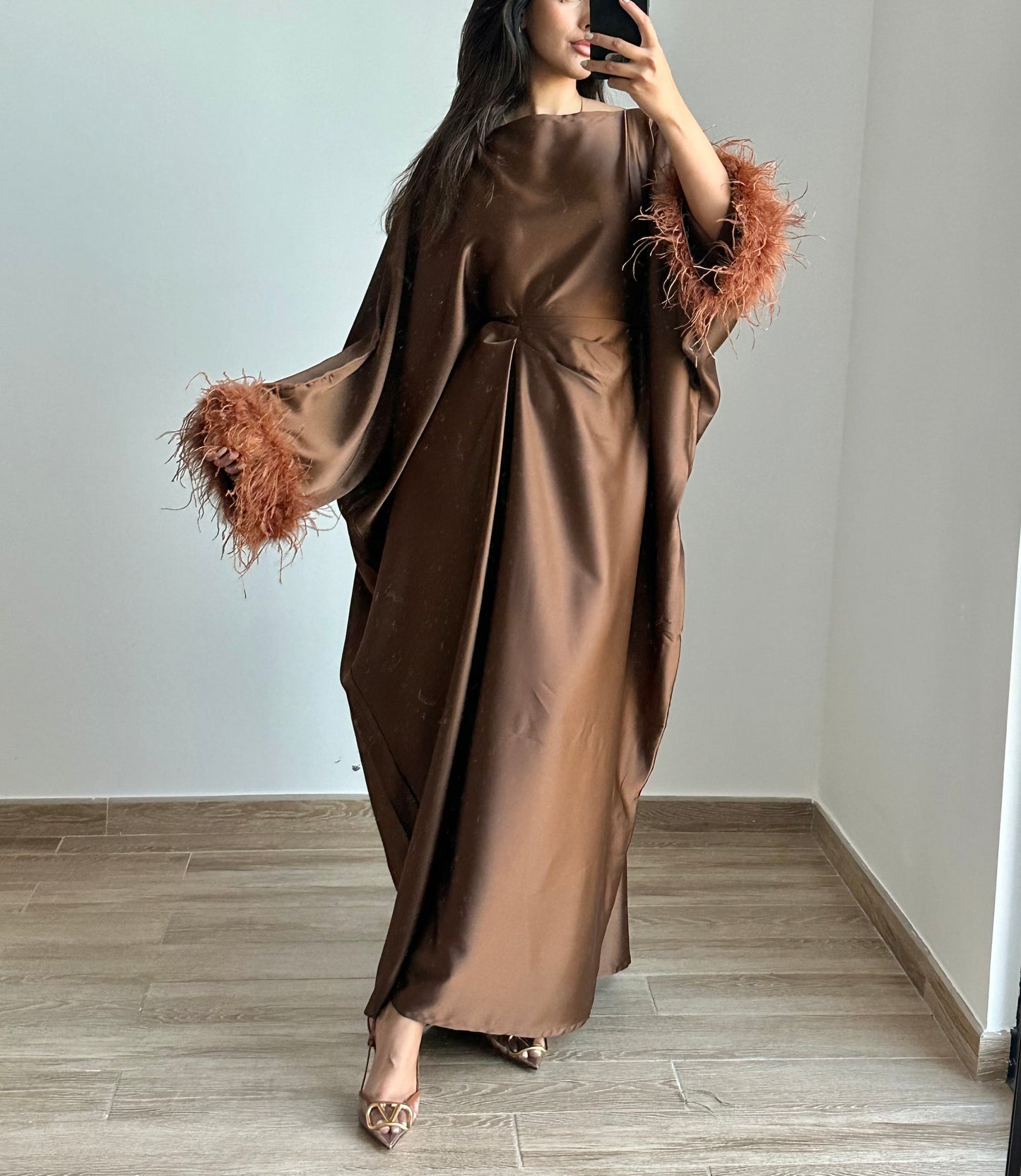 Pre-order Feather Kaftan - Brown