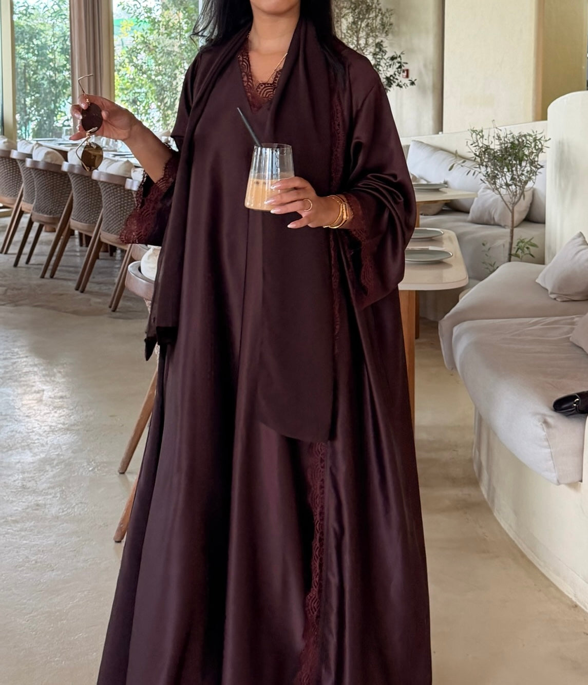 RTW Noreen Lace Abaya Set - Cocoa