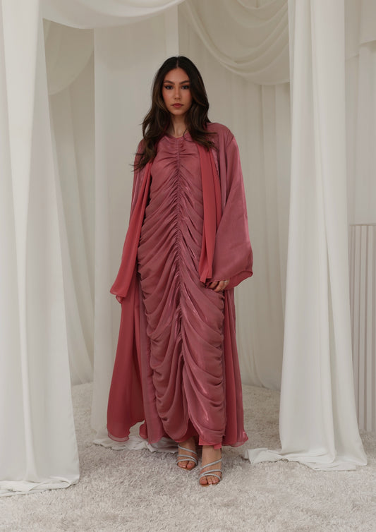 Pre-order Nour Abaya Set - Dusty Rose